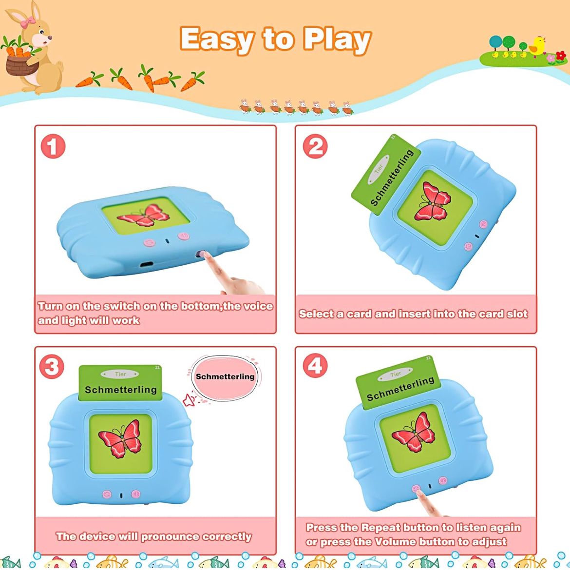 Talking Flash Cards Learning Toy For 1 - 6 Years Old